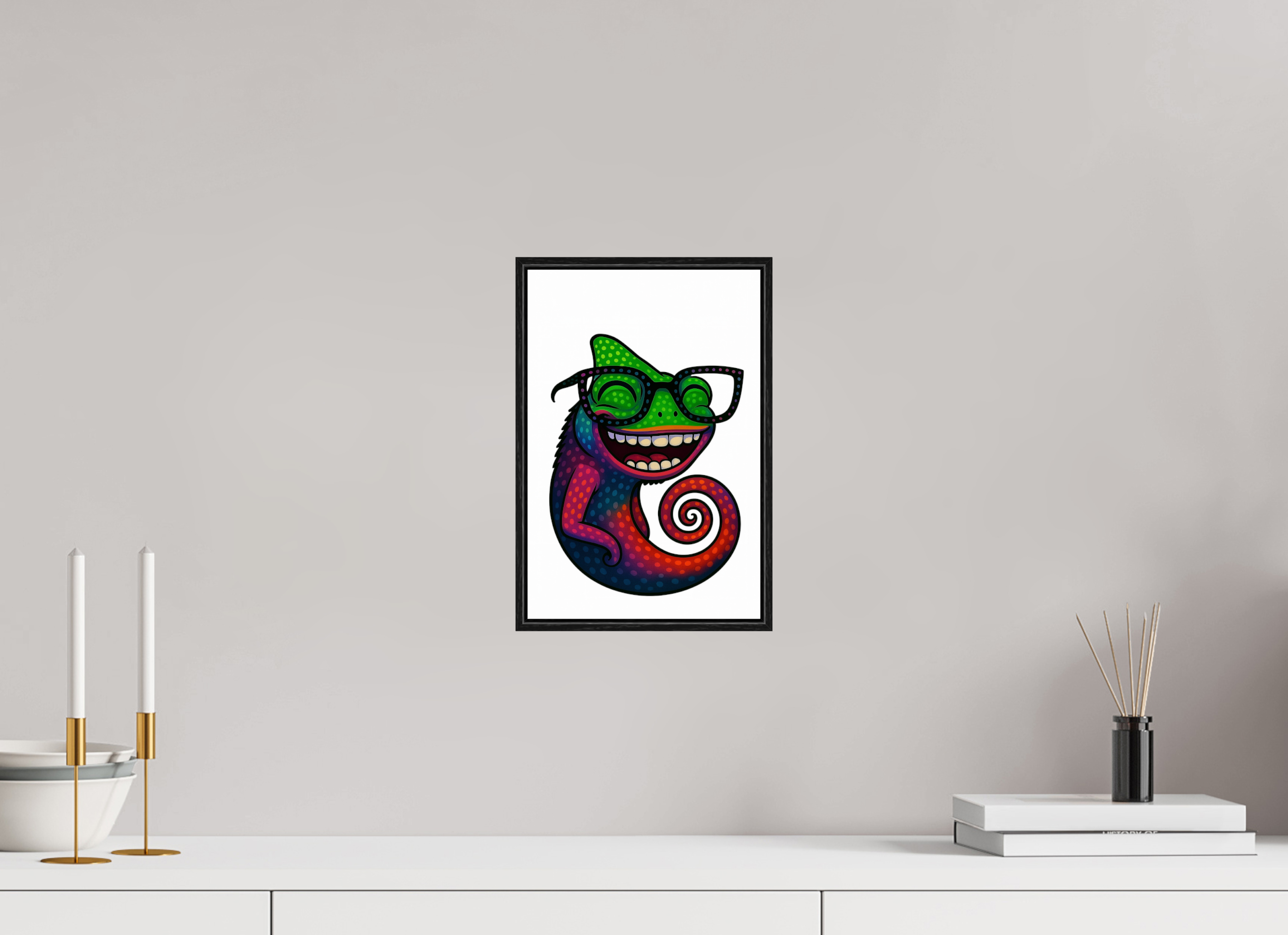 20 x 30 cm, Rahmen schwarz 6mm 11-Chamäleon