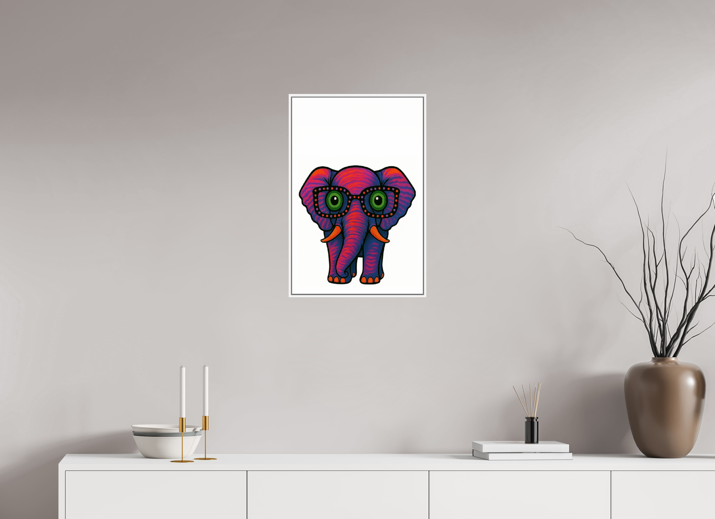 40 x 60 cm, Rahmen weiß 6mm 15-Elefant