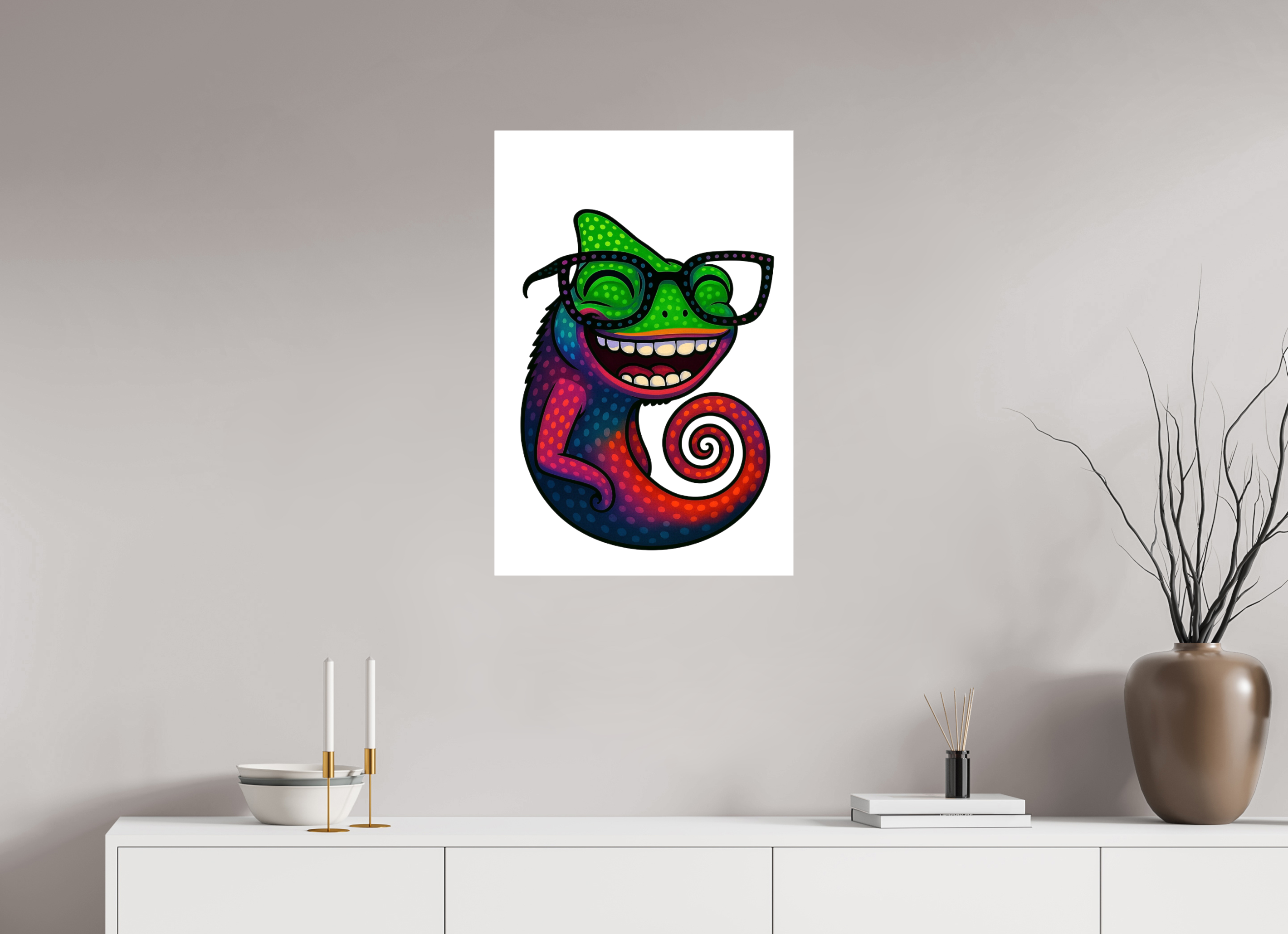 50 x 75 cm, Leinwand glänzend - Kein Rahmen 14-Chamäleon