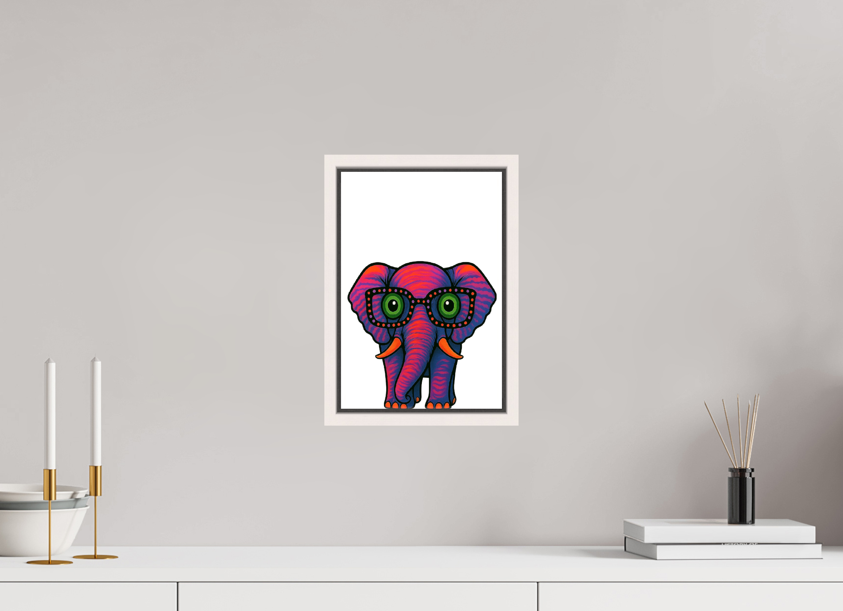 20 x 30 cm, Leinwand glänzend - Rahmen weiß 15mm 15-Elefant