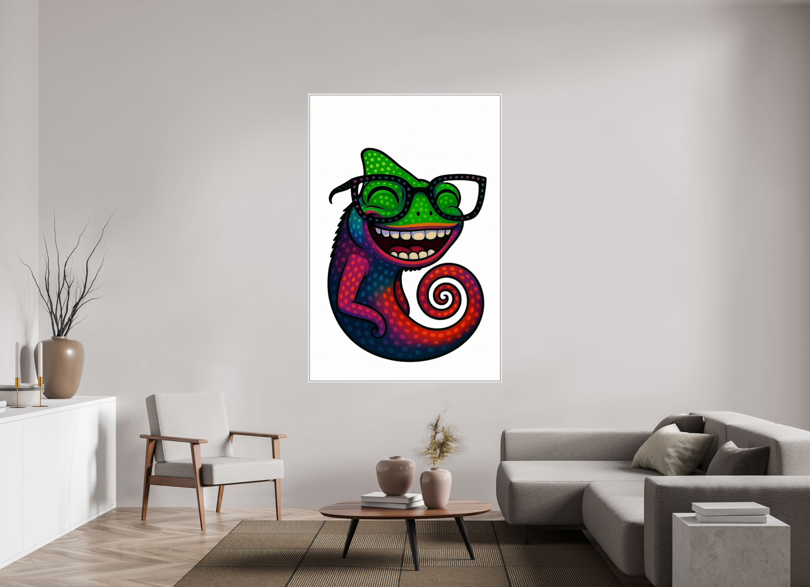 120 x 180 cm, Rahmen weiß 6mm 11-Chamäleon