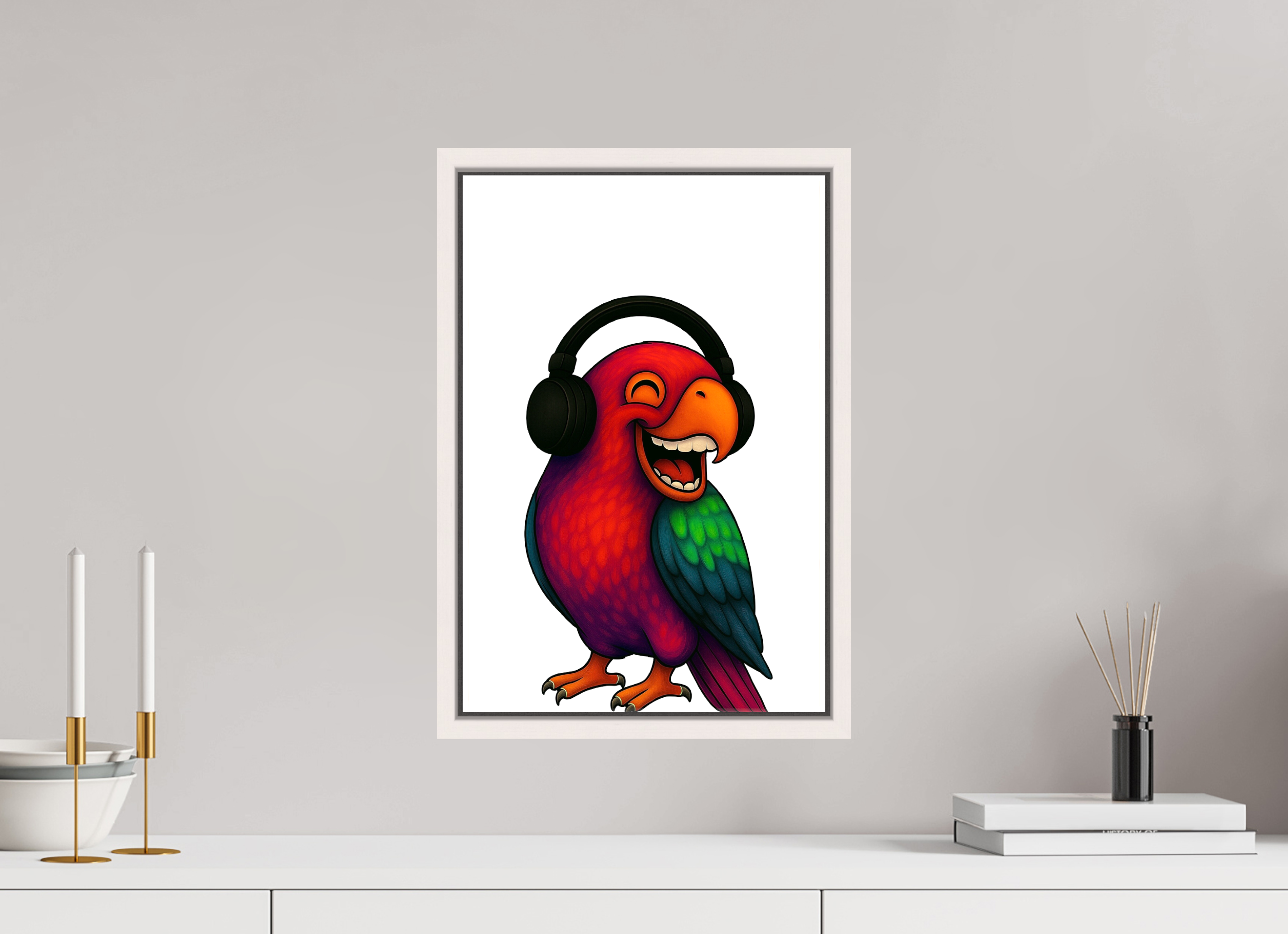 30 x 45 cm, Leinwand glänzend - Rahmen weiß 15mm 13-Papagai