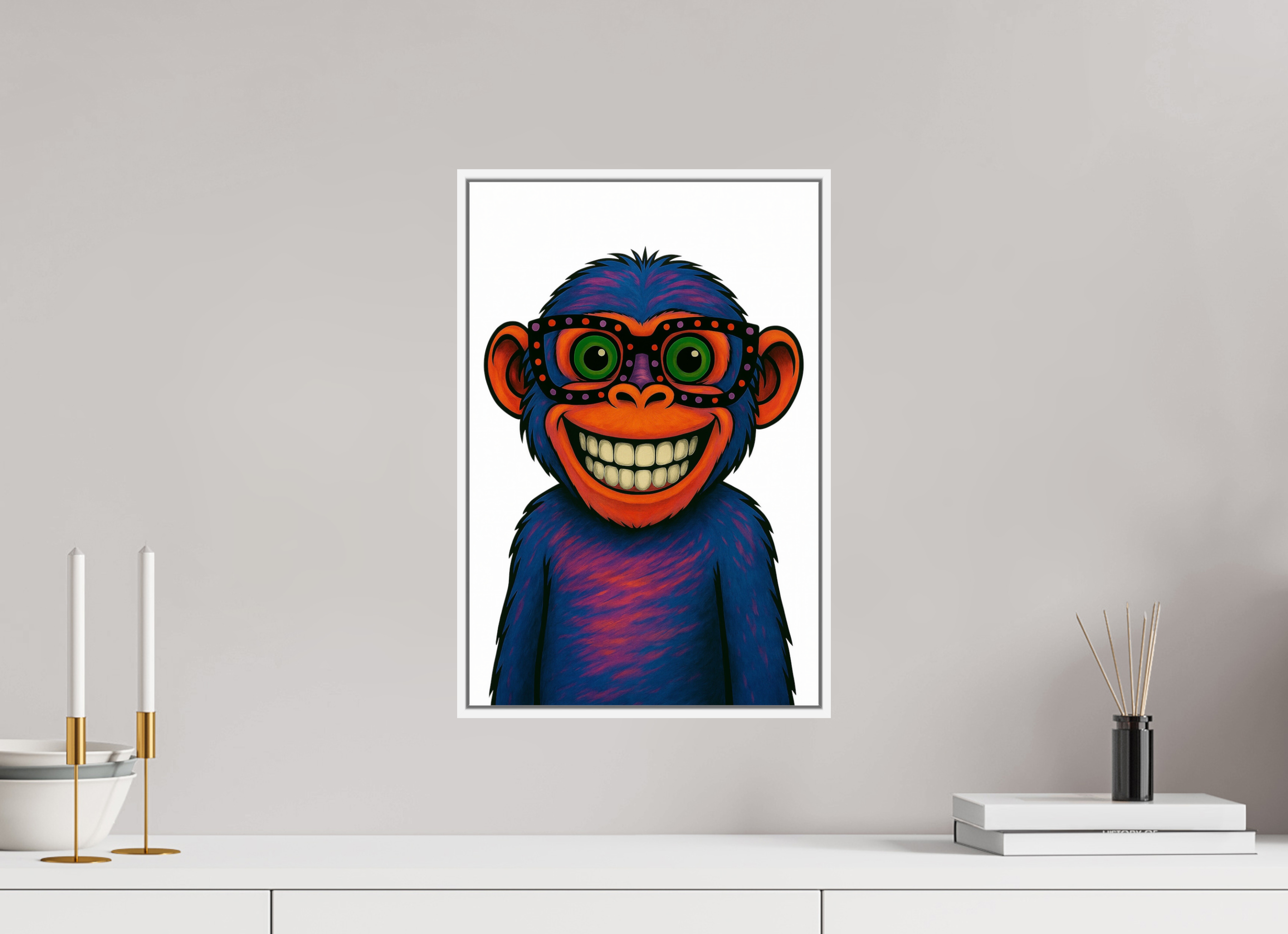 30 x 45 cm, Rahmen weiß 6mm 05-Affe