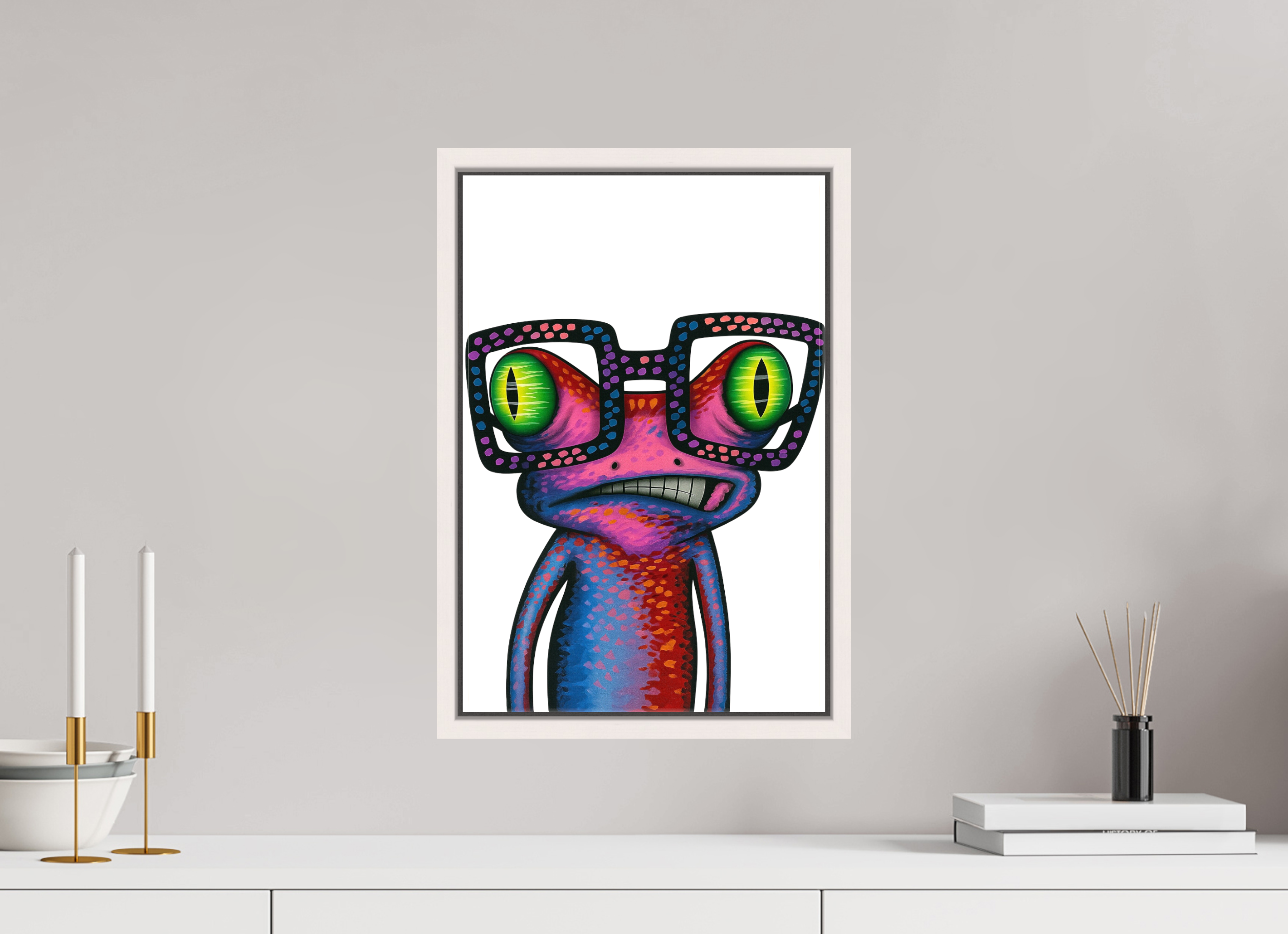 30 x 45 cm, Leinwand glänzend - Rahmen weiß 15mm 02-Frosch