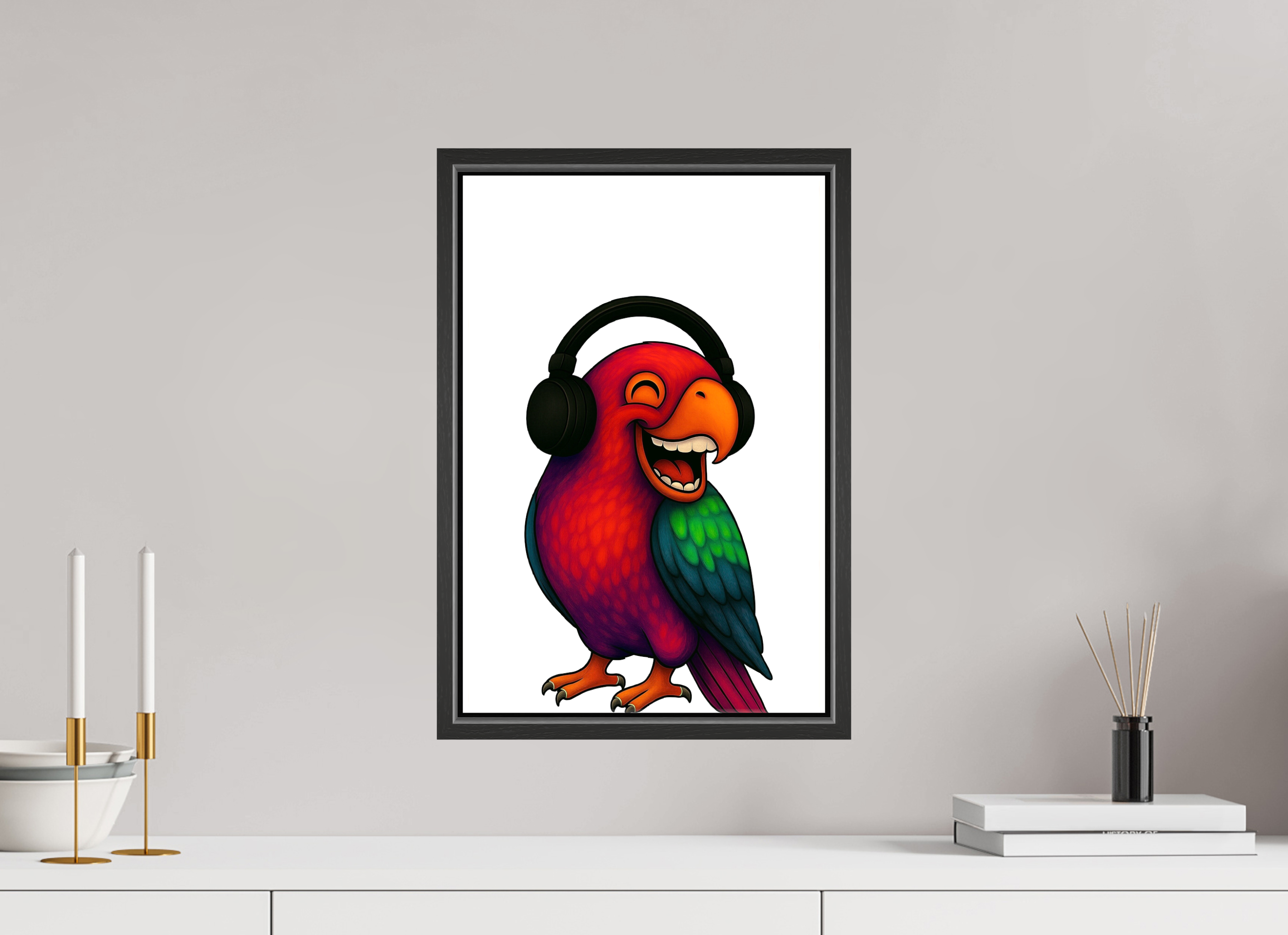 30 x 45 cm, Leinwand glänzend - Rahmen schwarz 15mm 13-Papagai