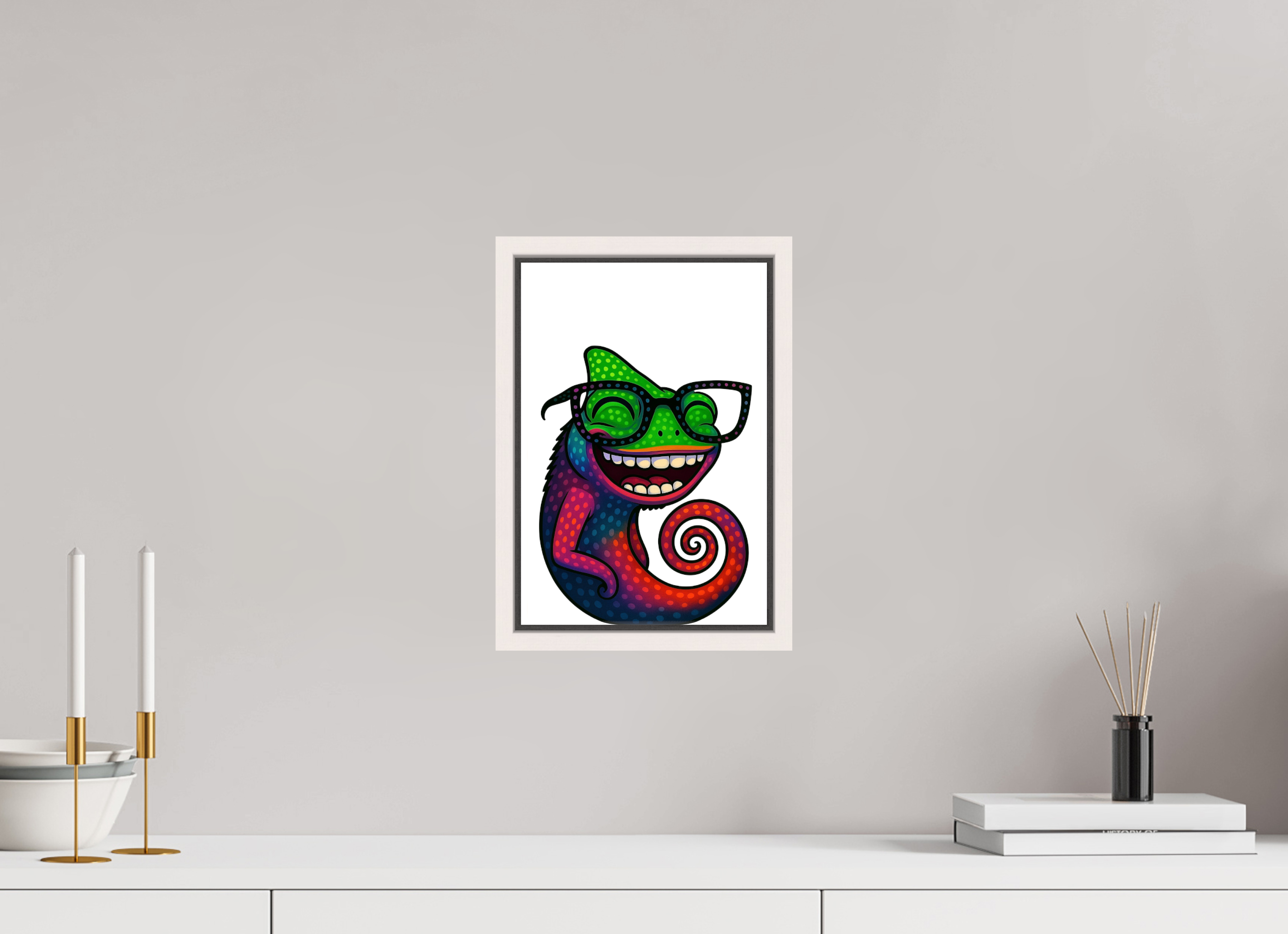 20 x 30 cm, Leinwand glänzend - Rahmen weiß 15mm 14-Chamäleon