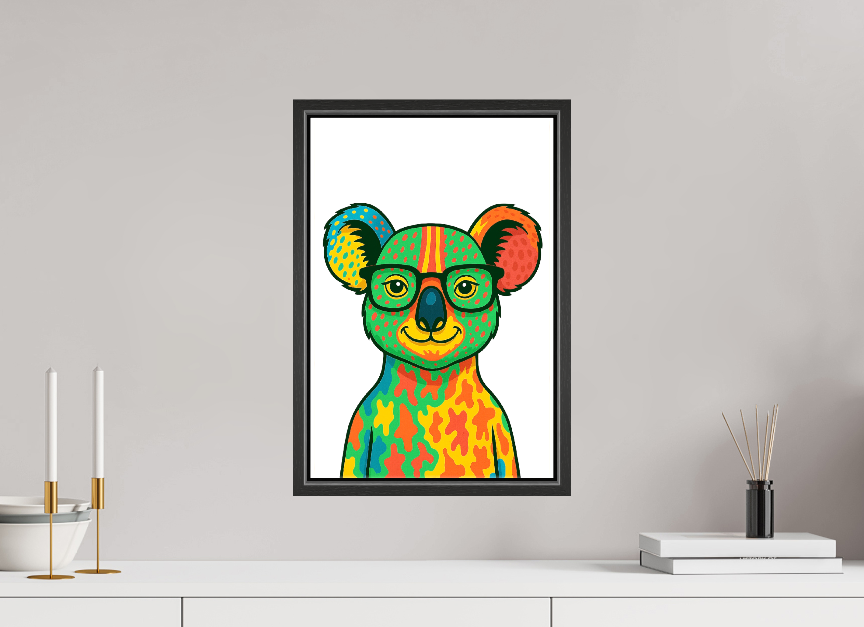 30 x 45 cm, Leinwand glänzend - Rahmen schwarz 15mm 07-Koala