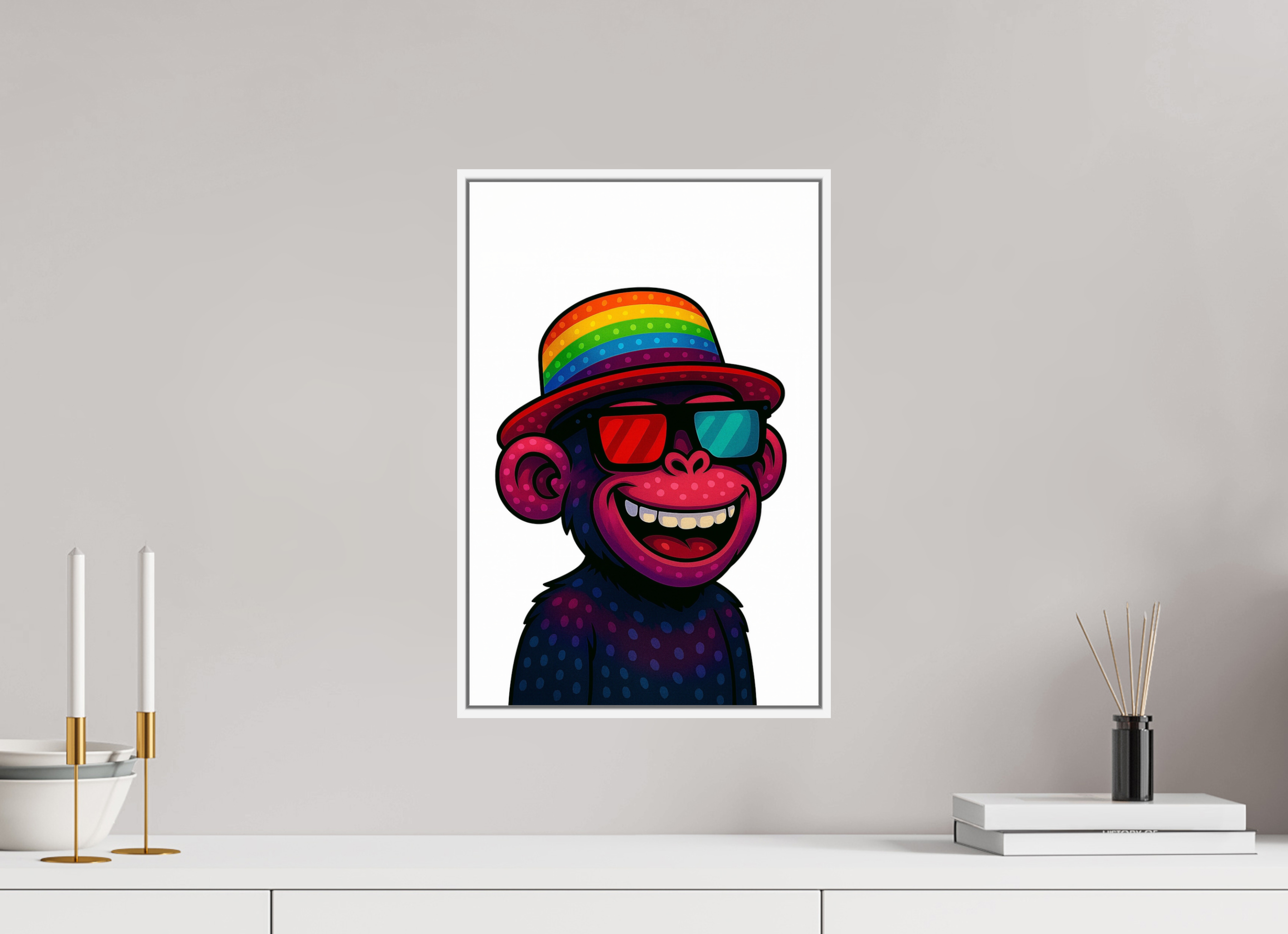 30 x 45 cm, Rahmen weiß 6mm 10-Affe