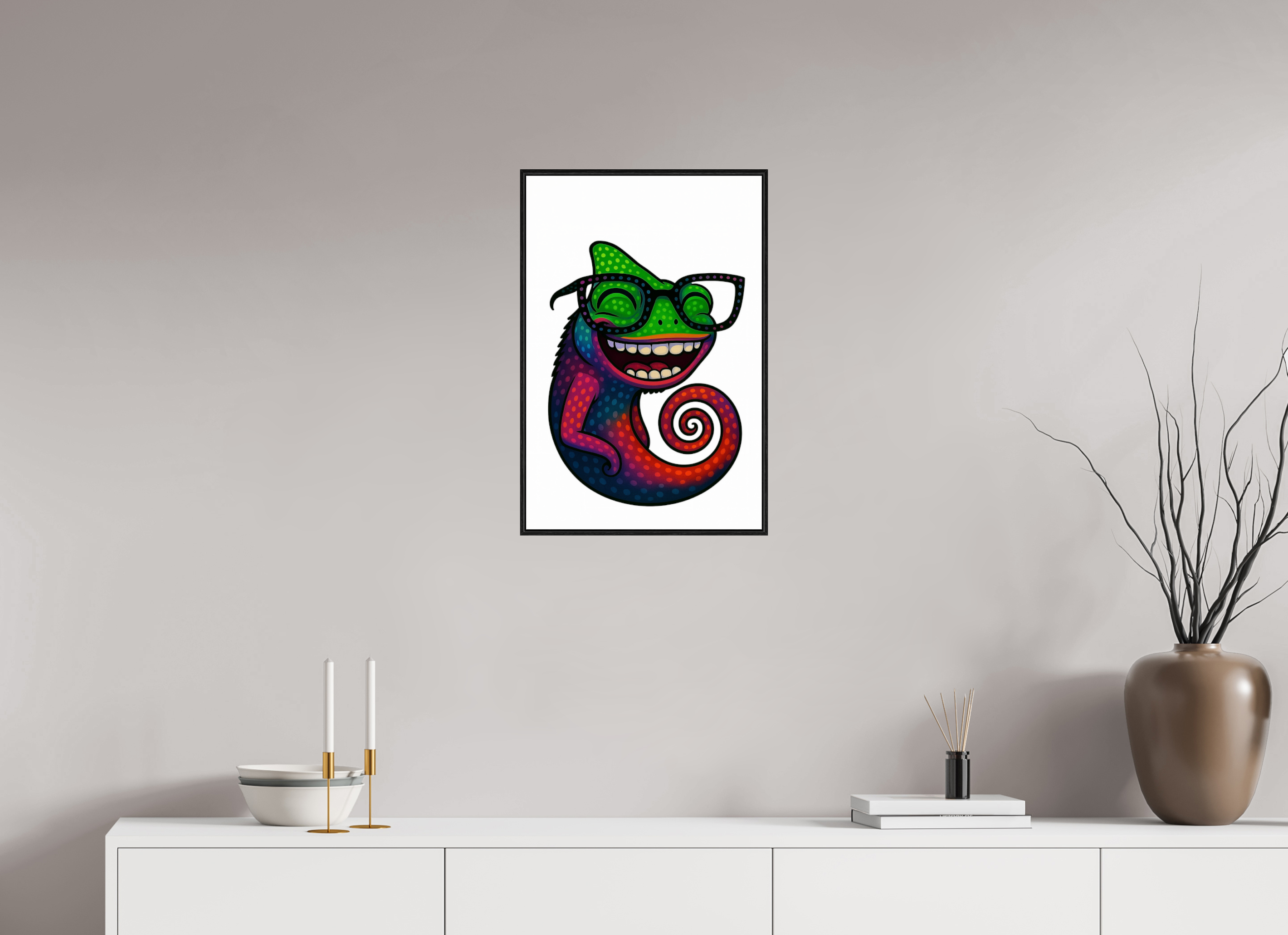 40 x 60 cm, Rahmen schwarz 6mm 11-Chamäleon