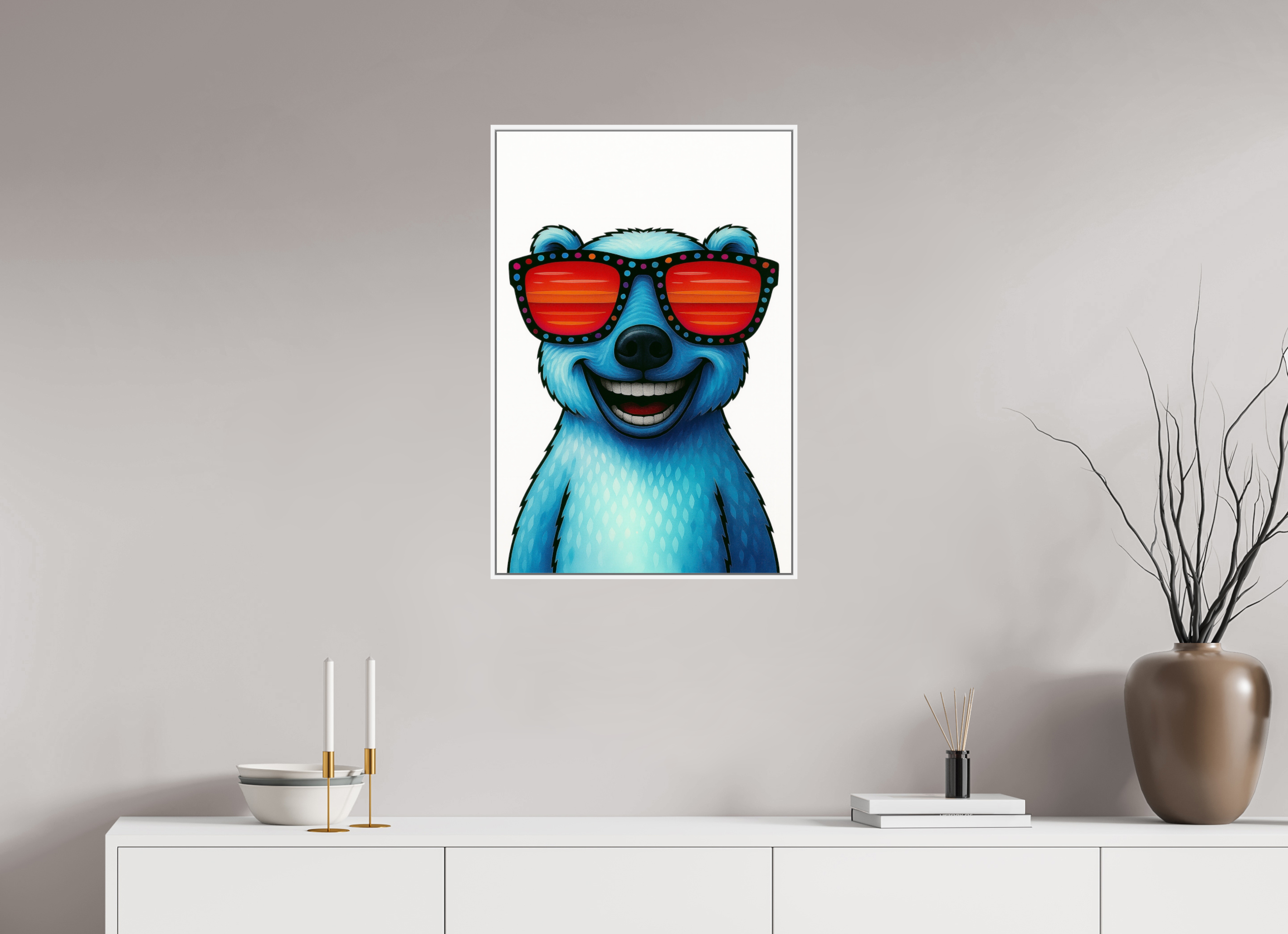 50 x 75 cm, Rahmen weiß 6mm 04-Eisbär