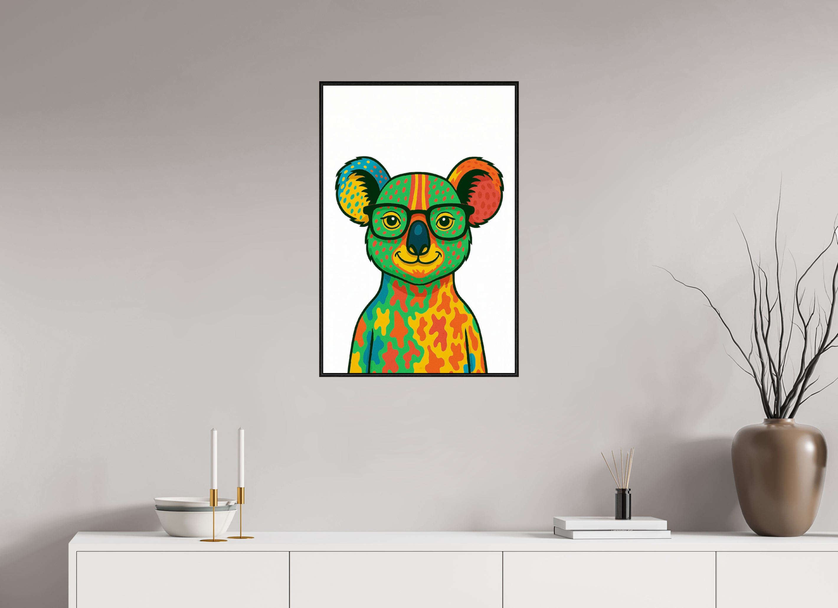 50 x 75 cm, Rahmen schwarz 6mm 07-Koala
