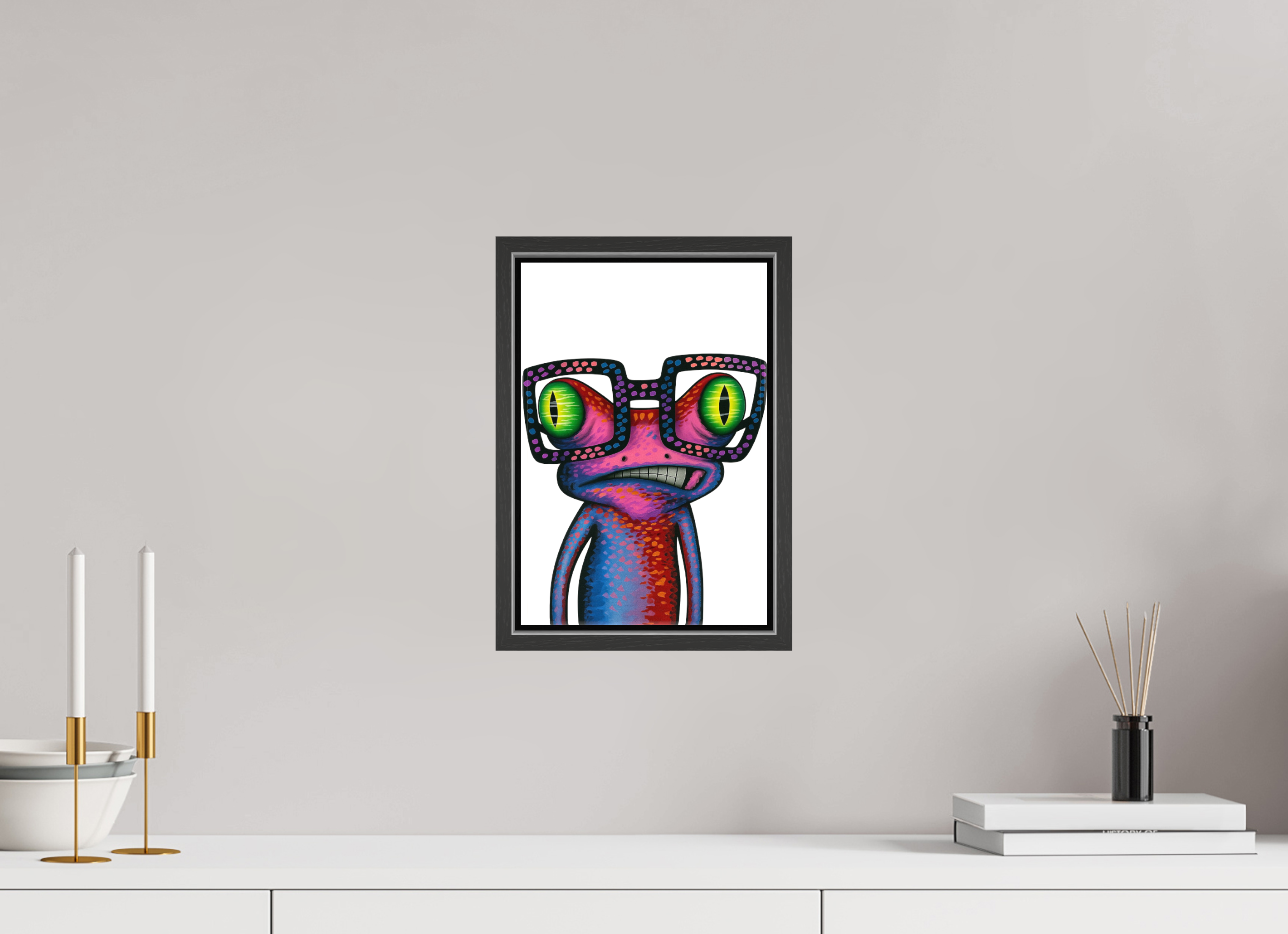 20 x 30 cm, Leinwand glänzend - Rahmen schwarz 15mm 02-Frosch